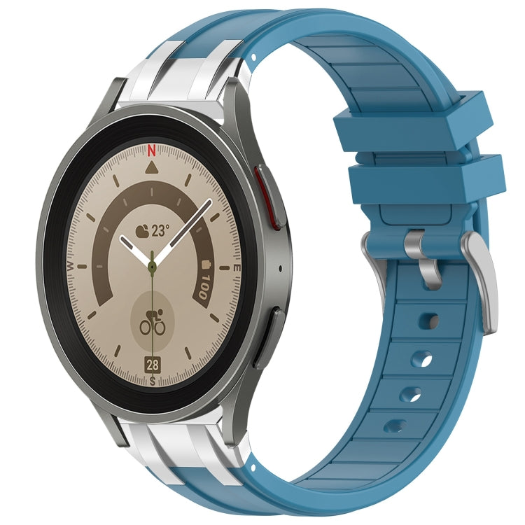 For Samsung Galaxy Watch 5 Pro 45mm 20mm Quick Release Silver Buckle Royal Silicone Watch Band(Sea Blue) - free shipping - PMC TechLife - Order now!