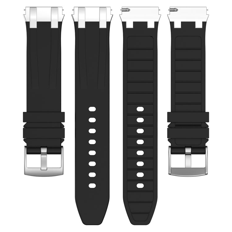 For Samsung Galaxy Watch 5 Pro 45mm 20mm Quick Release Silver Buckle Royal Silicone Watch Band(Black) - free shipping - PMC TechLife - Order now!