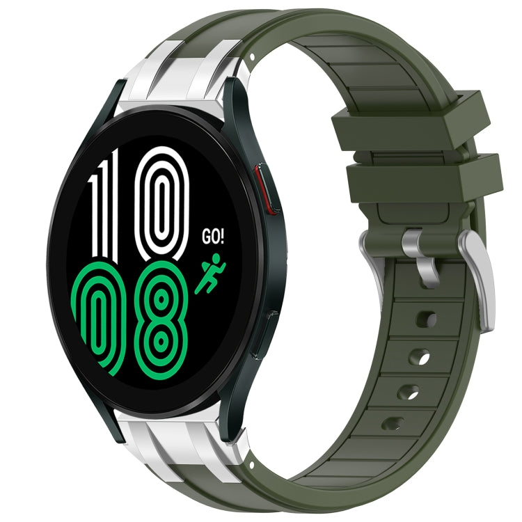 For Samsung Galaxy Watch 4 40 / 44mm 20mm Quick Release Silver Buckle Royal Silicone Watch Band(Olive Green) - free shipping - PMC TechLife - Order now!