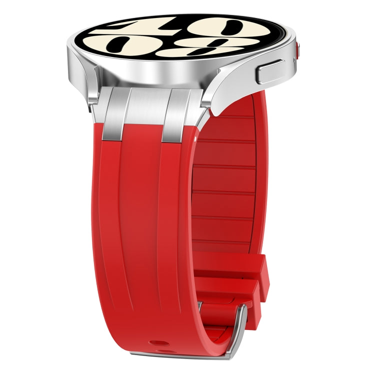 For Samsung Galaxy Watch 4 40 / 44mm 20mm Quick Release Silver Buckle Royal Silicone Watch Band(Red) - free shipping - PMC TechLife - Order now!