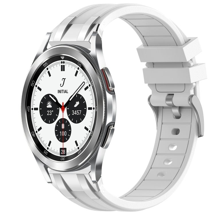 For Samsung Galaxy Watch 4 Classic 42 / 46mm 20mm Quick Release Silver Buckle Royal Silicone Watch Band(White) - free shipping - PMC TechLife - Order now!