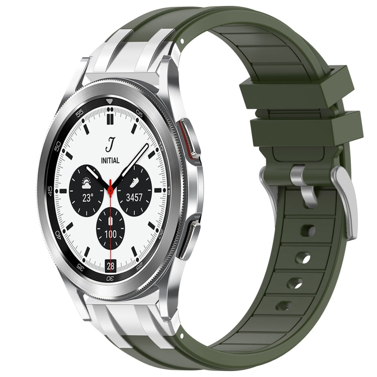 For Samsung Galaxy Watch 4 Classic 42 / 46mm 20mm Quick Release Silver Buckle Royal Silicone Watch Band(Olive Green) - free shipping - PMC TechLife - Order now!