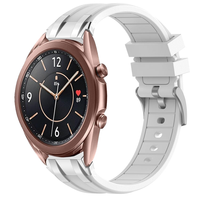 For Samsung Galaxy Watch3 41mm 20mm Quick Release Silver Buckle Royal Silicone Watch Band(White) - free shipping - PMC TechLife - Order now!