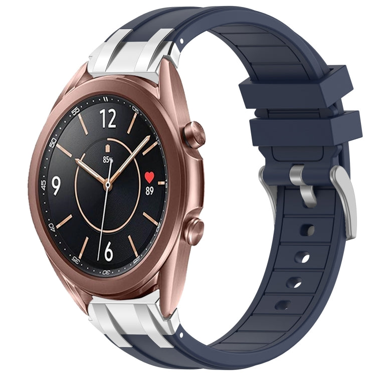 For Samsung Galaxy Watch3 41mm 20mm Quick Release Silver Buckle Royal Silicone Watch Band(Navy Blue) - free shipping - PMC TechLife - Order now!