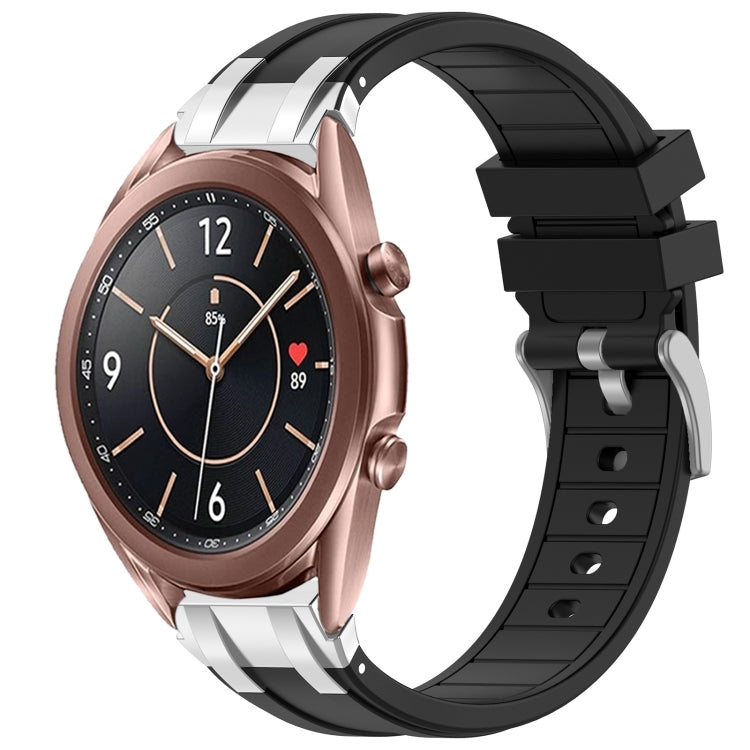 For Samsung Galaxy Watch3 41mm 20mm Quick Release Silver Buckle Royal Silicone Watch Band(Black) - free shipping - PMC TechLife - Order now!