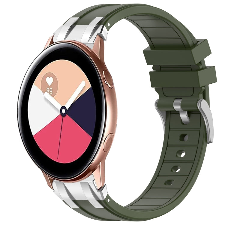 For Samsung Galaxy Watch Active 20mm Quick Release Silver Buckle Royal Silicone Watch Band(Olive Green) - free shipping - PMC TechLife - Order now!
