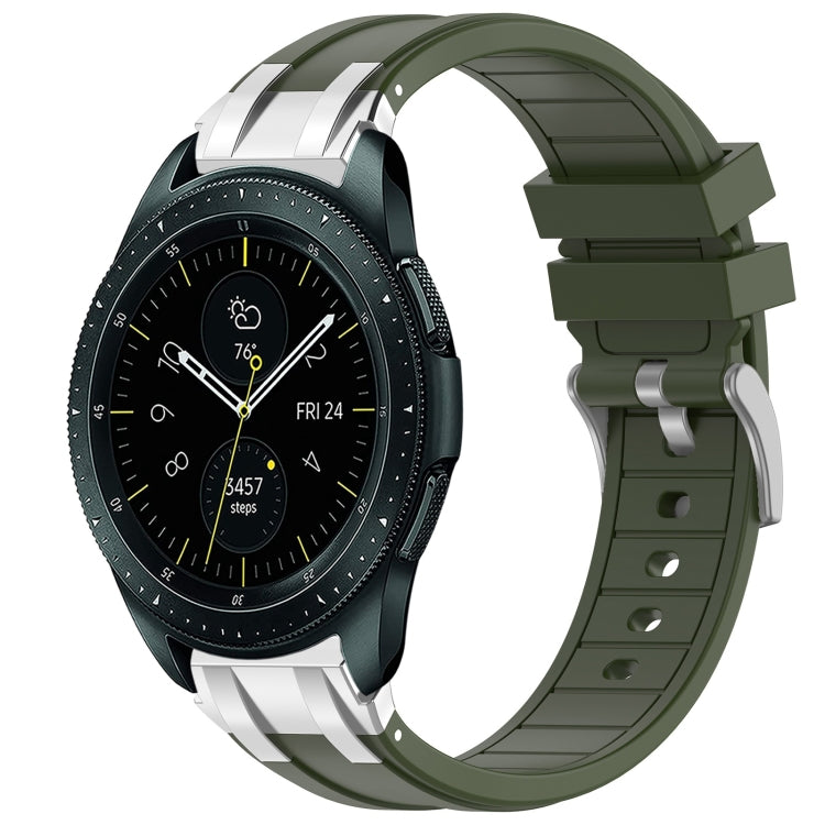 For Samsung Galaxy Watch 42mm 20mm Quick Release Silver Buckle Royal Silicone Watch Band(Olive Green) - free shipping - PMC TechLife - Order now!