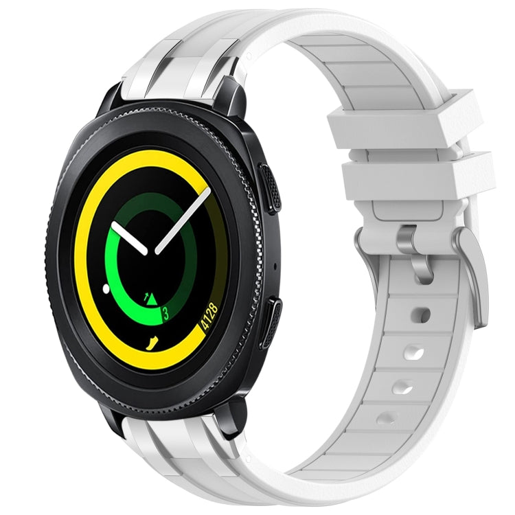 For Samsung Gear Sport 20mm Quick Release Silver Buckle Royal Silicone Watch Band(White) - free shipping - PMC TechLife - Order now!
