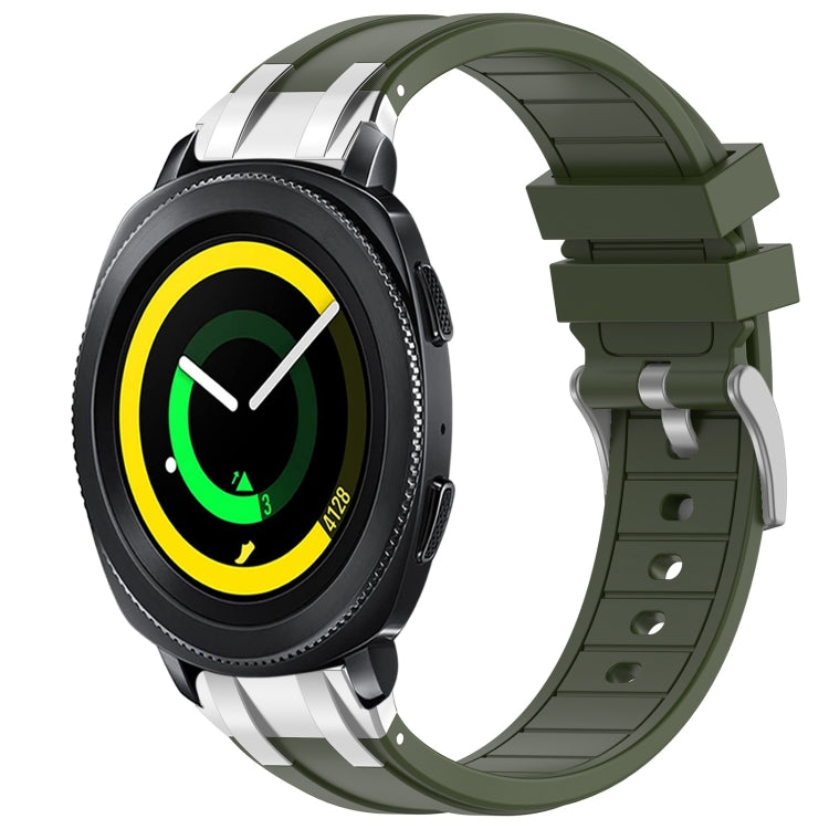 For Samsung Gear Sport 20mm Quick Release Silver Buckle Royal Silicone Watch Band(Olive Green) - free shipping - PMC TechLife - Order now!