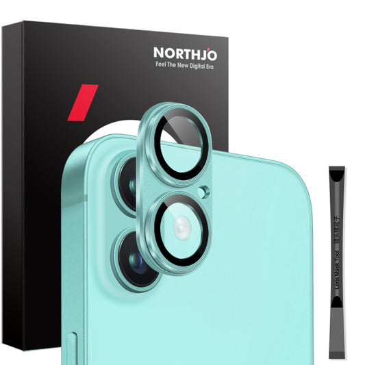 For iPhone 16 / 16 Plus NORTHJO Matte Camera Lens Protector Tempered Glass Rear Lens Film(Cyan) - iPhone 16 Tempered Glass by NORTHJO | Online Shopping South Africa | PMC Jewellery | Buy Now Pay Later Mobicred