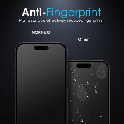 For iPhone 16 Plus NORTHJO Matte Silkscreen Anti-Fingerprint Tempered Glass Film - iPhone 16 Plus Tempered Glass by NORTHJO | Online Shopping South Africa | PMC Jewellery | Buy Now Pay Later Mobicred