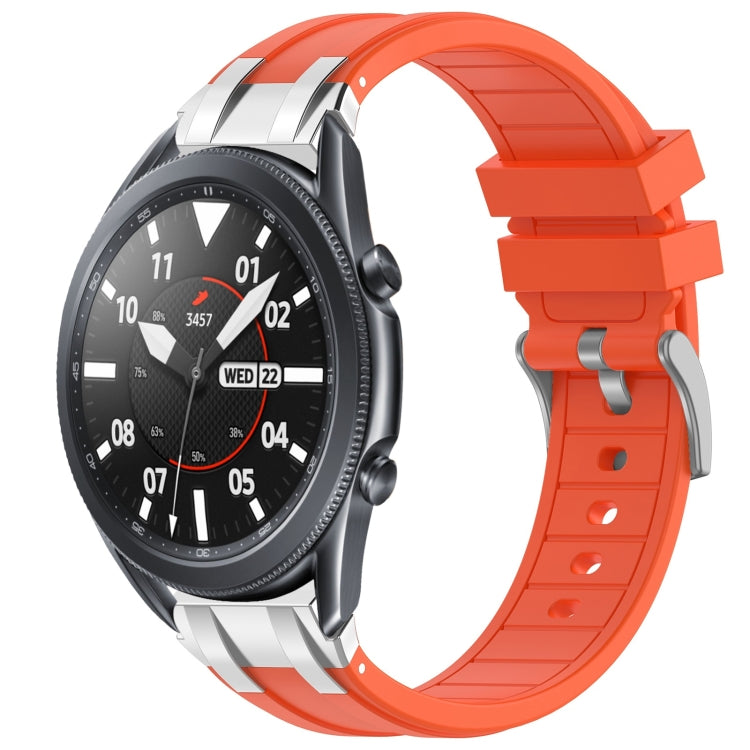 For Samsung Galaxy Watch 3 45mm 22mm Quick Release Silver Buckle Royal Silicone Watch Band(Orange) - free shipping - PMC TechLife - Order now!