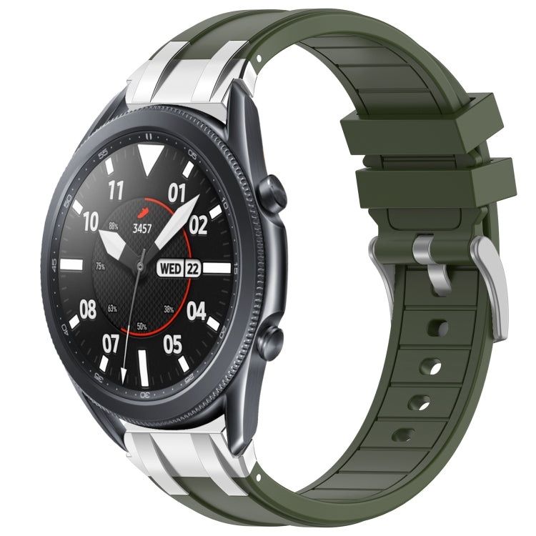 For Samsung Galaxy Watch 3 45mm 22mm Quick Release Silver Buckle Royal Silicone Watch Band(Olive Green) - free shipping - PMC TechLife - Order now!