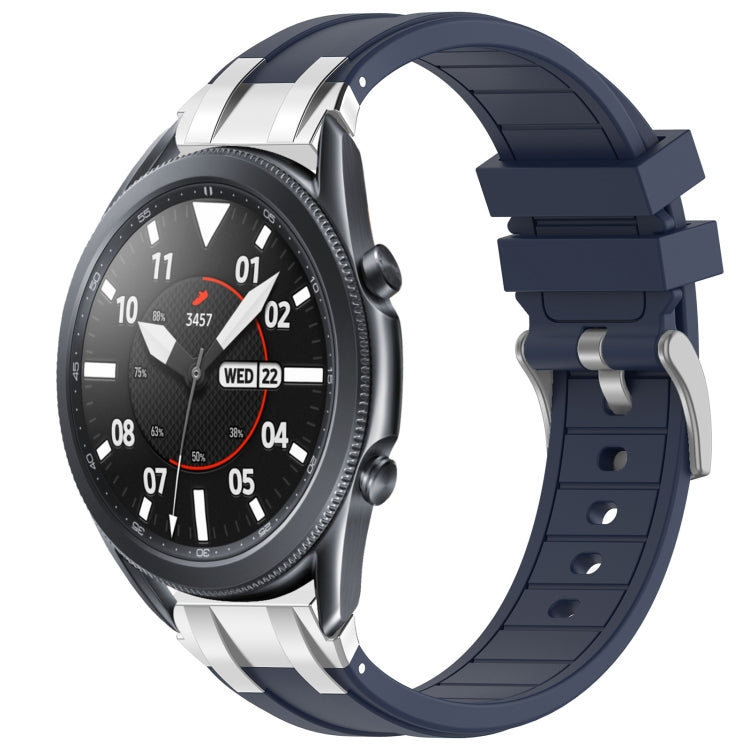 For Samsung Galaxy Watch 3 45mm 22mm Quick Release Silver Buckle Royal Silicone Watch Band(Navy Blue) - free shipping - PMC TechLife - Order now!