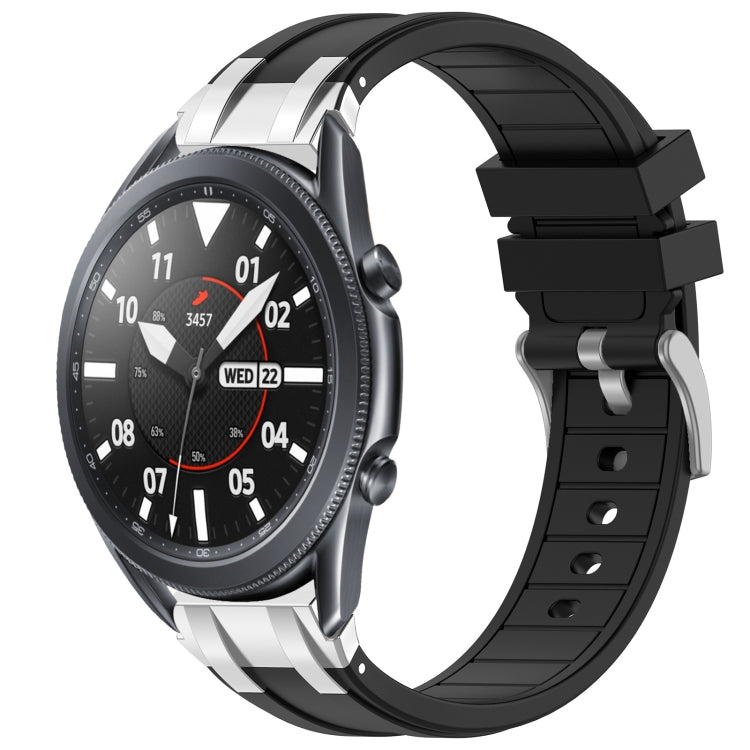 For Samsung Galaxy Watch 3 45mm 22mm Quick Release Silver Buckle Royal Silicone Watch Band(Black) - free shipping - PMC TechLife - Order now!
