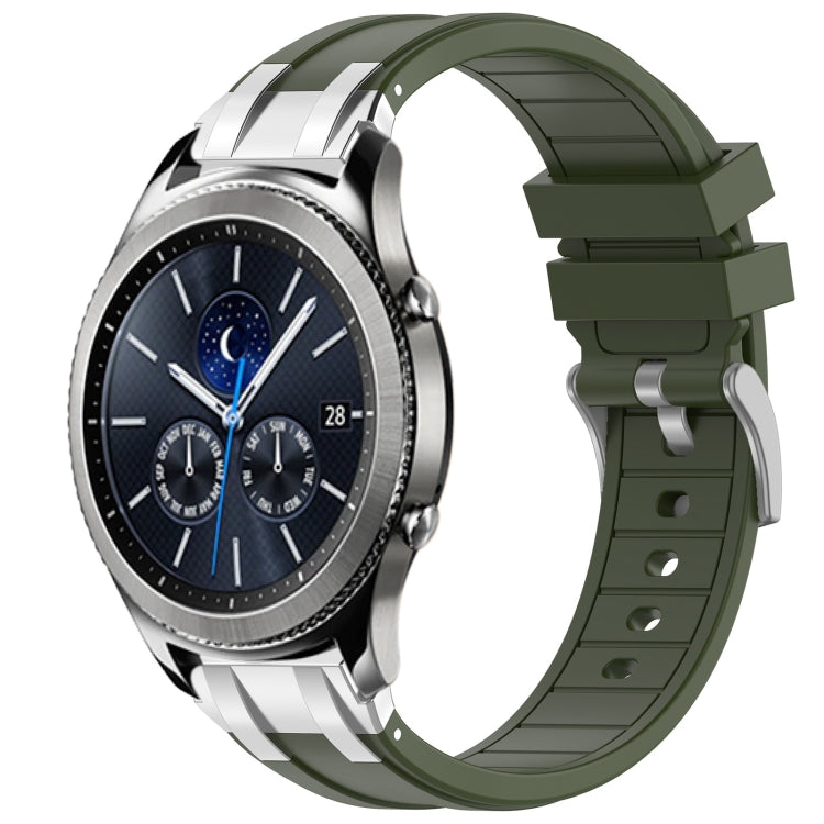 For Samsung Galaxy Gear S3 Classic 22mm Quick Release Silver Buckle Royal Silicone Watch Band(Olive Green) - free shipping - PMC TechLife - Order now!