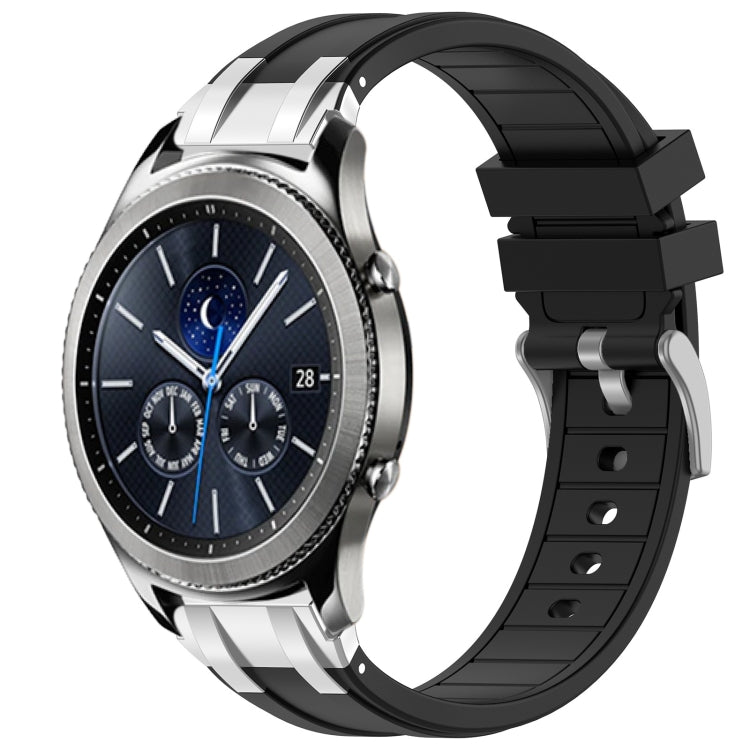 For Samsung Galaxy Gear S3 Classic 22mm Quick Release Silver Buckle Royal Silicone Watch Band(Black) - free shipping - PMC TechLife - Order now!