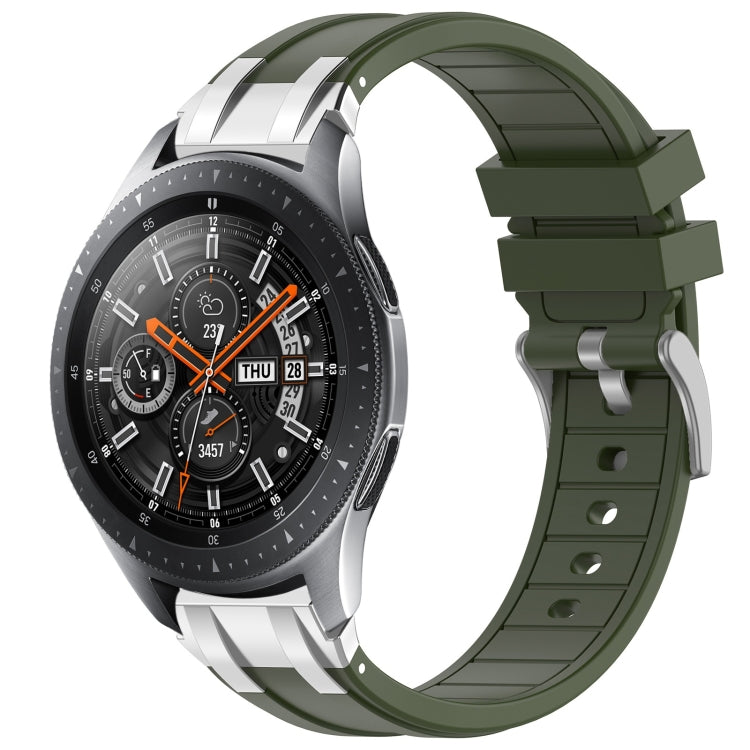 For Samsung Galaxy Watch 46mm 22mm Quick Release Silver Buckle Royal Silicone Watch Band(Olive Green) - free shipping - PMC TechLife - Order now!