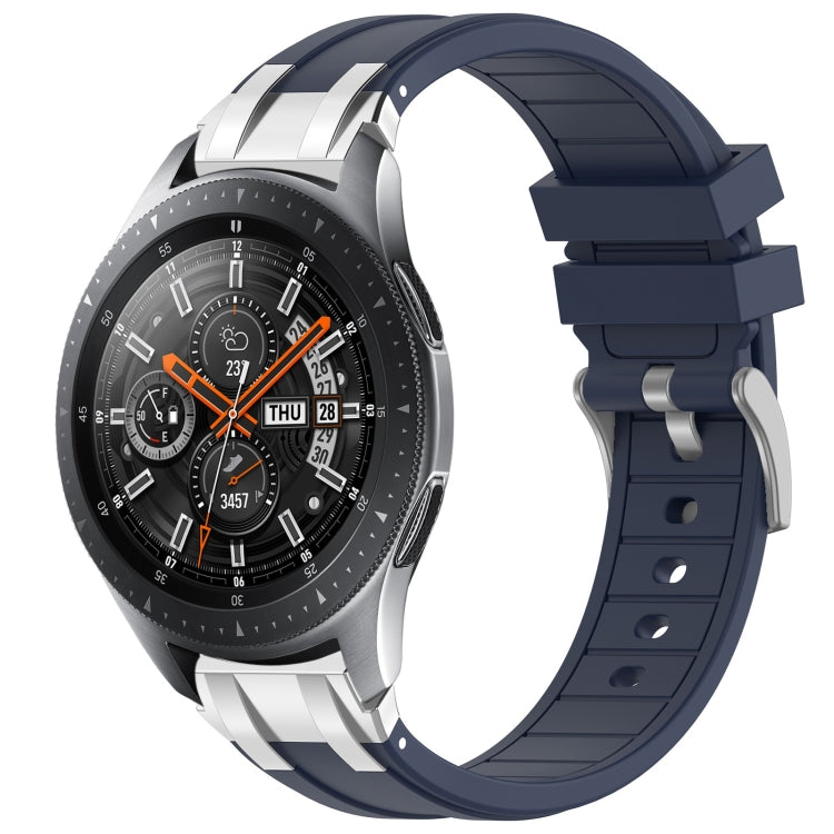 For Samsung Galaxy Watch 46mm 22mm Quick Release Silver Buckle Royal Silicone Watch Band(Navy Blue) - free shipping - PMC TechLife - Order now!