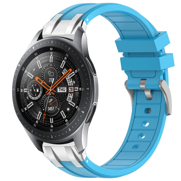 For Samsung Galaxy Watch 46mm 22mm Quick Release Silver Buckle Royal Silicone Watch Band(Sky Blue) - free shipping - PMC TechLife - Order now!