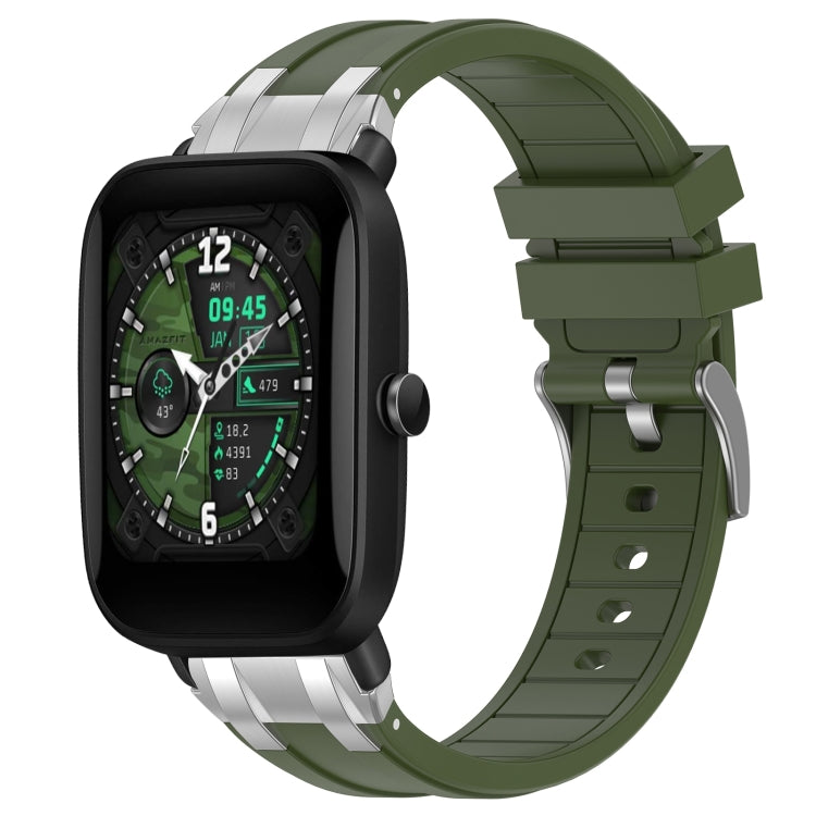 For Amazfit Bip U 20mm Quick Release Silver Buckle Royal Silicone Watch Band(Olive Green) - free shipping - PMC TechLife - Order now!