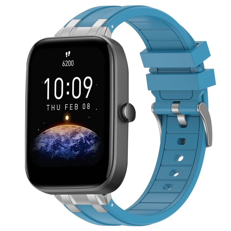 For Amazfit Bip3 Pro 20mm Quick Release Silver Buckle Royal Silicone Watch Band(Sea Blue) - free shipping - PMC TechLife - Order now!