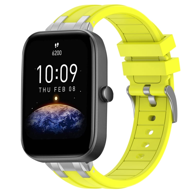 For Amazfit Bip3 Pro 20mm Quick Release Silver Buckle Royal Silicone Watch Band(Vital Yellow) - free shipping - PMC TechLife - Order now!