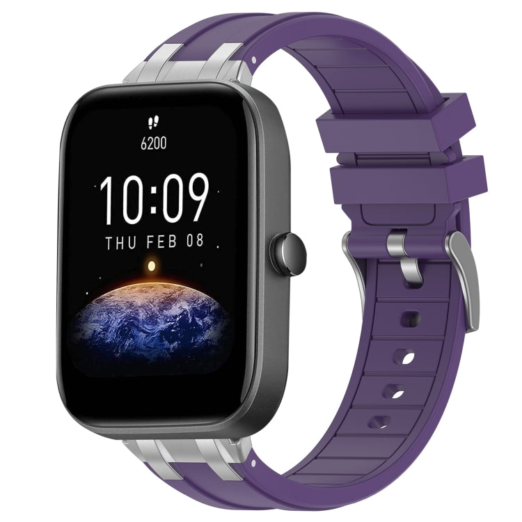 For Amazfit Bip3 Pro 20mm Quick Release Silver Buckle Royal Silicone Watch Band(Purple) - free shipping - PMC TechLife - Order now!