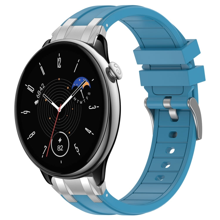 For Amazfit GTR Mini 20mm Quick Release Silver Buckle Royal Silicone Watch Band(Sea Blue) - free shipping - PMC TechLife - Order now!