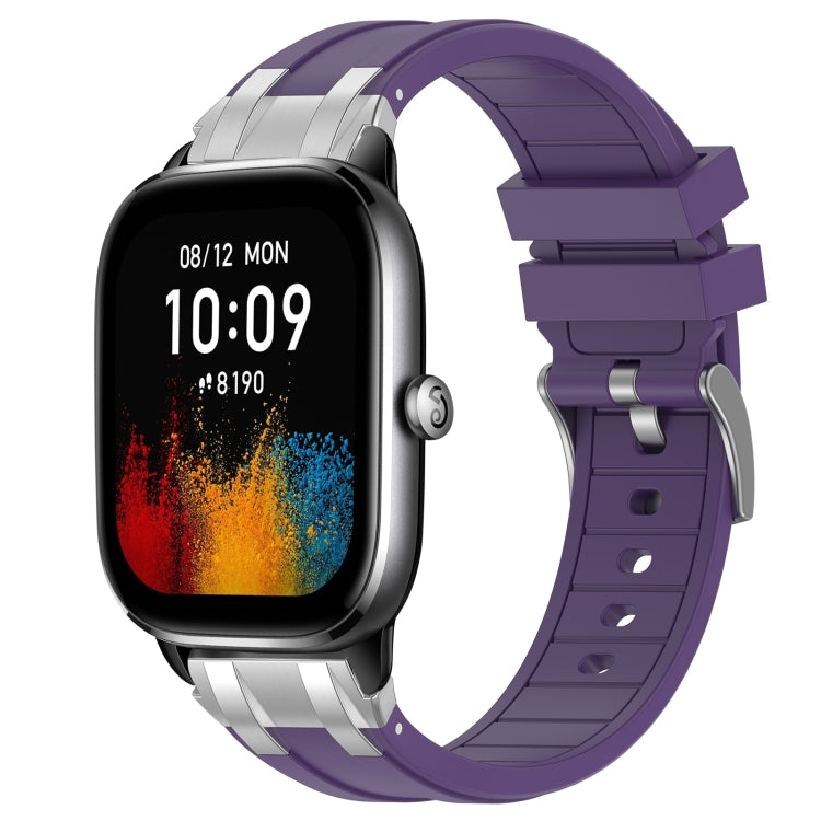 For Amazfit GTS4 Mini 20mm Quick Release Silver Buckle Royal Silicone Watch Band(Purple) - free shipping - PMC TechLife - Order now!
