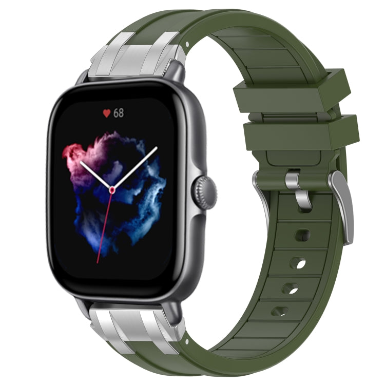 For Amazfit GTS 3 20mm Quick Release Silver Buckle Royal Silicone Watch Band(Olive Green) - free shipping - PMC TechLife - Order now!