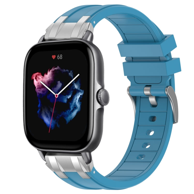 For Amazfit GTS 3 20mm Quick Release Silver Buckle Royal Silicone Watch Band(Sea Blue) - free shipping - PMC TechLife - Order now!