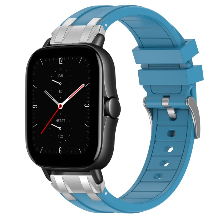 For Amazfit GTS 2e 20mm Quick Release Silver Buckle Royal Silicone Watch Band(Sea Blue) - free shipping - PMC TechLife - Order now!