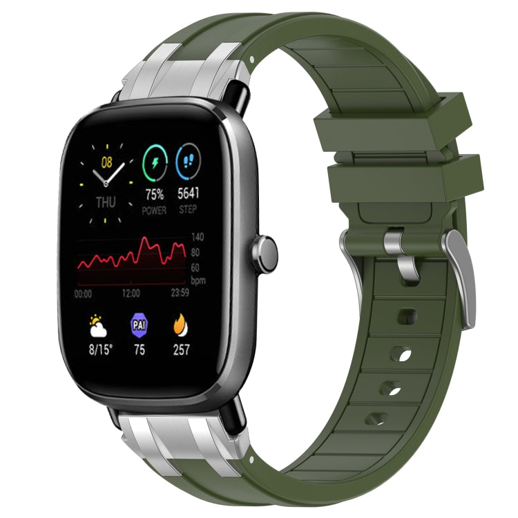 For Amazfit GTS 2 Mini 20mm Quick Release Silver Buckle Royal Silicone Watch Band(Olive Green) - free shipping - PMC TechLife - Order now!
