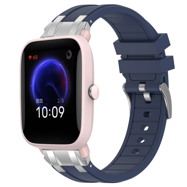 For Amazfit Pop Pro 20mm Quick Release Silver Buckle Royal Silicone Watch Band(Navy Blue) - free shipping - PMC TechLife - Order now!