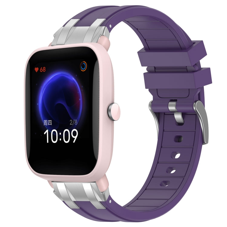 For Amazfit Pop Pro 20mm Quick Release Silver Buckle Royal Silicone Watch Band(Purple) - free shipping - PMC TechLife - Order now!