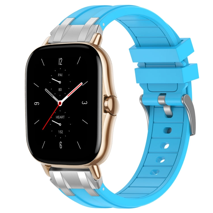 For Amazfit GTS 2 20mm Quick Release Silver Buckle Royal Silicone Watch Band(Sky Blue) - free shipping - PMC TechLife - Order now!