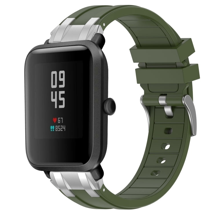 For Amazfit Bip S 20mm Quick Release Silver Buckle Royal Silicone Watch Band(Olive Green) - free shipping - PMC TechLife - Order now!