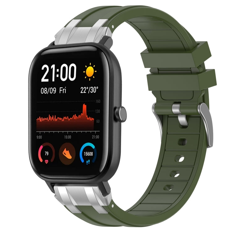 For Amazfit GTS 20mm Quick Release Silver Buckle Royal Silicone Watch Band(Olive Green) - free shipping - PMC TechLife - Order now!