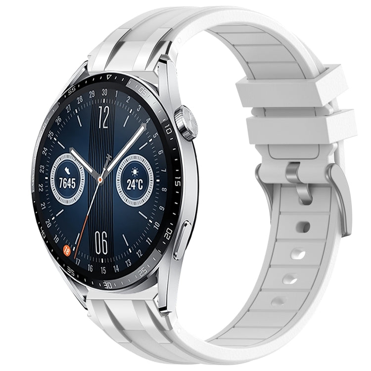 For Huawei Watch GT3 42mm 20mm Quick Release Silver Buckle Royal Silicone Watch Band(White) - free shipping - PMC TechLife - Order now!