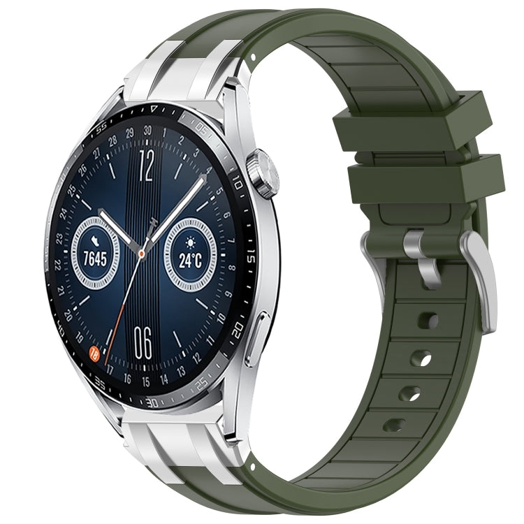 For Huawei Watch GT3 42mm 20mm Quick Release Silver Buckle Royal Silicone Watch Band(Olive Green) - free shipping - PMC TechLife - Order now!