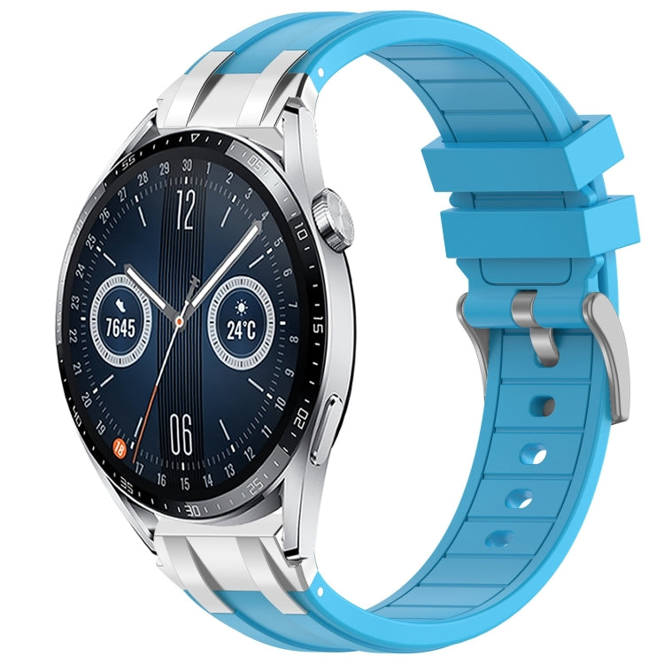 For Huawei Watch GT3 42mm 20mm Quick Release Silver Buckle Royal Silicone Watch Band(Sky Blue) - free shipping - PMC TechLife - Order now!