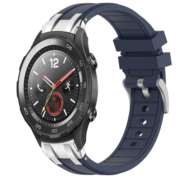 For Huawei Watch 2 20mm Quick Release Silver Buckle Royal Silicone Watch Band(Navy Blue) - free shipping - PMC TechLife - Order now!