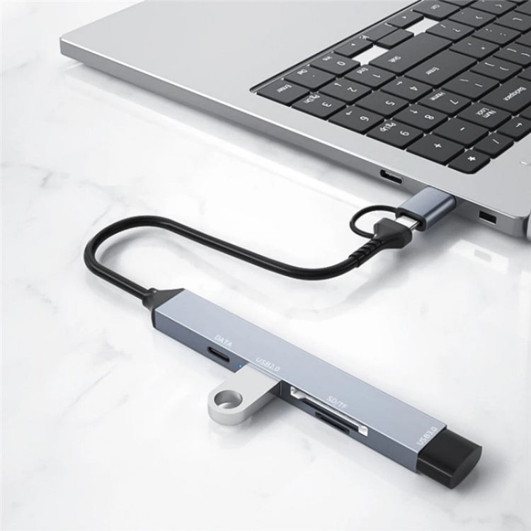 ADS-806D Type-C+USB to USB 3.0 Hub SD / TF Card Reader Multi-Function Docking Station - USB 3.0 HUB by PMC TechLife | Online Shopping South Africa | PMC TechLife | Buy Now Pay Later Mobicred