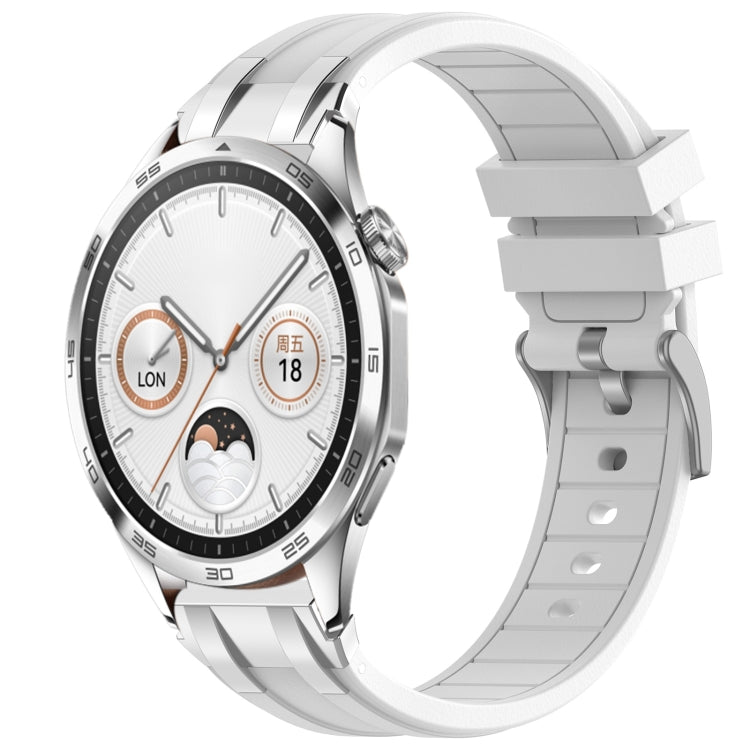 For Huawei Watch GT4 46mm 22mm Quick Release Silver Buckle Royal Silicone Watch Band(White) - free shipping - PMC TechLife - Order now!