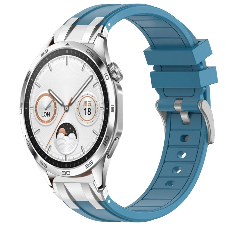 For Huawei Watch GT4 46mm 22mm Quick Release Silver Buckle Royal Silicone Watch Band(Sea Blue) - free shipping - PMC TechLife - Order now!