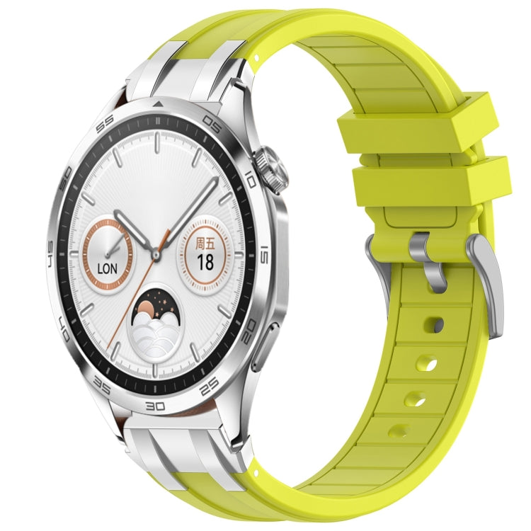 For Huawei Watch GT4 46mm 22mm Quick Release Silver Buckle Royal Silicone Watch Band(Vital Yellow) - free shipping - PMC TechLife - Order now!
