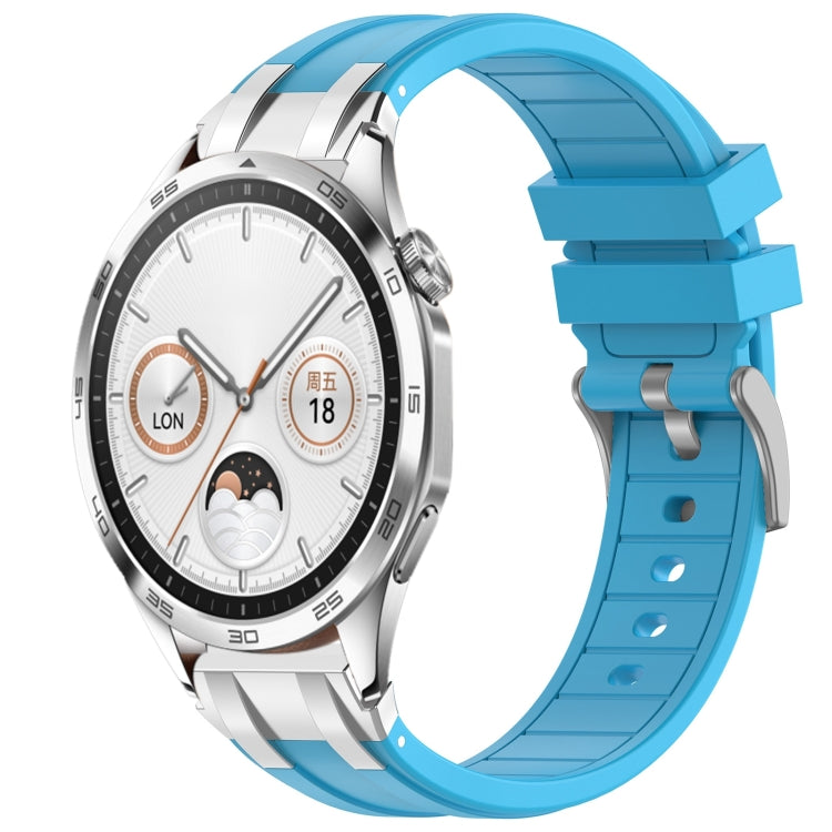 For Huawei Watch GT4 46mm 22mm Quick Release Silver Buckle Royal Silicone Watch Band(Sky Blue) - free shipping - PMC TechLife - Order now!