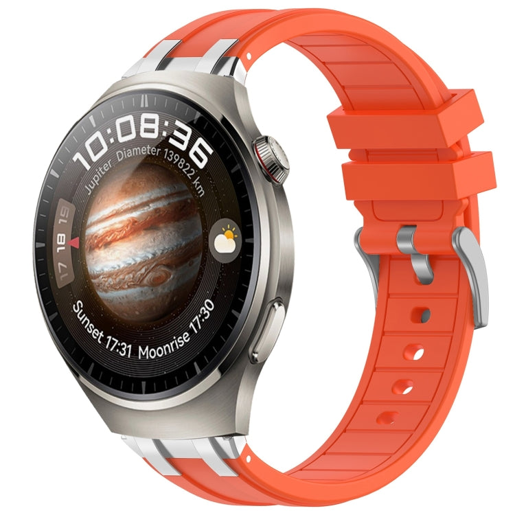 For Huawei Watch 4 Pro 22mm Quick Release Silver Buckle Royal Silicone Watch Band(Orange) - free shipping - PMC TechLife - Order now!