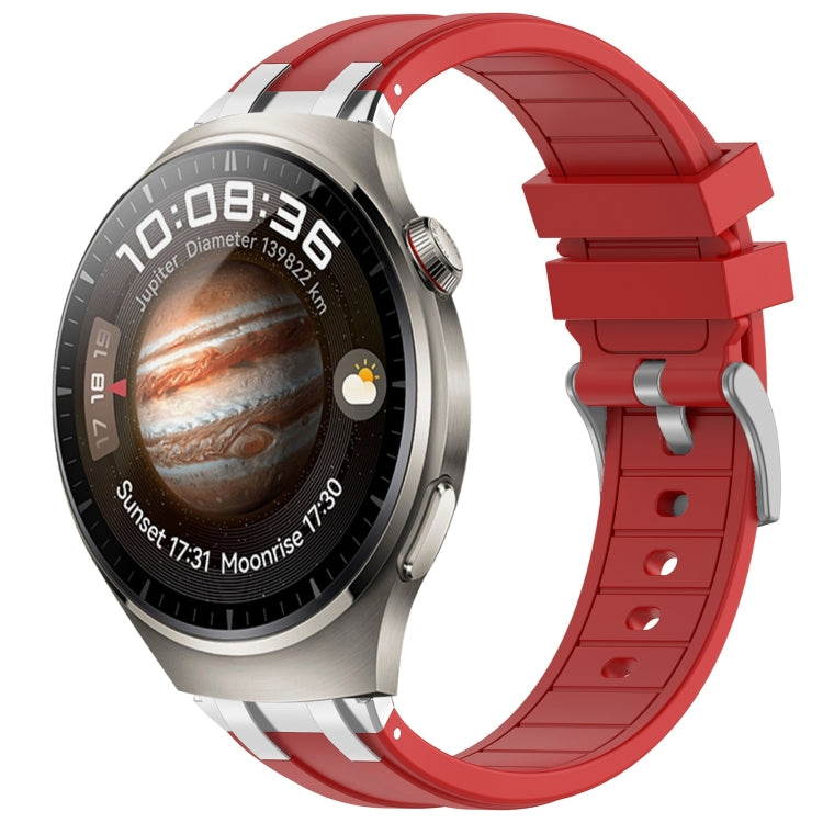 For Huawei Watch 4 Pro 22mm Quick Release Silver Buckle Royal Silicone Watch Band(Red) - free shipping - PMC TechLife - Order now!